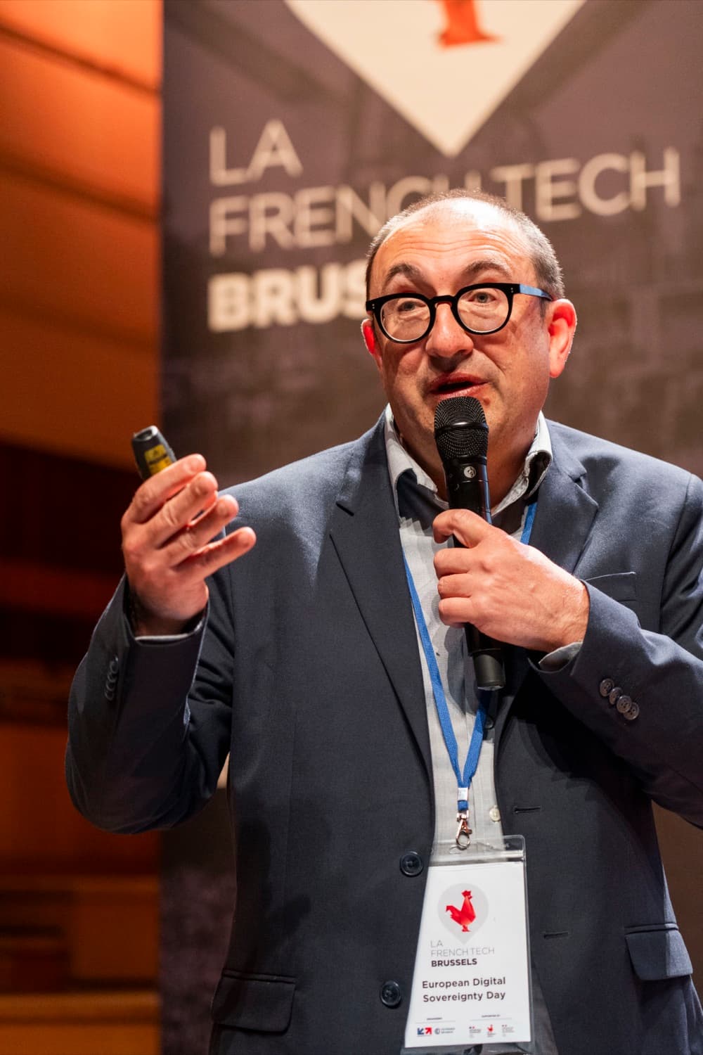 Alain Garnier au micro lors de l'European Digital Sovereignty Day, La French Tech Brussels